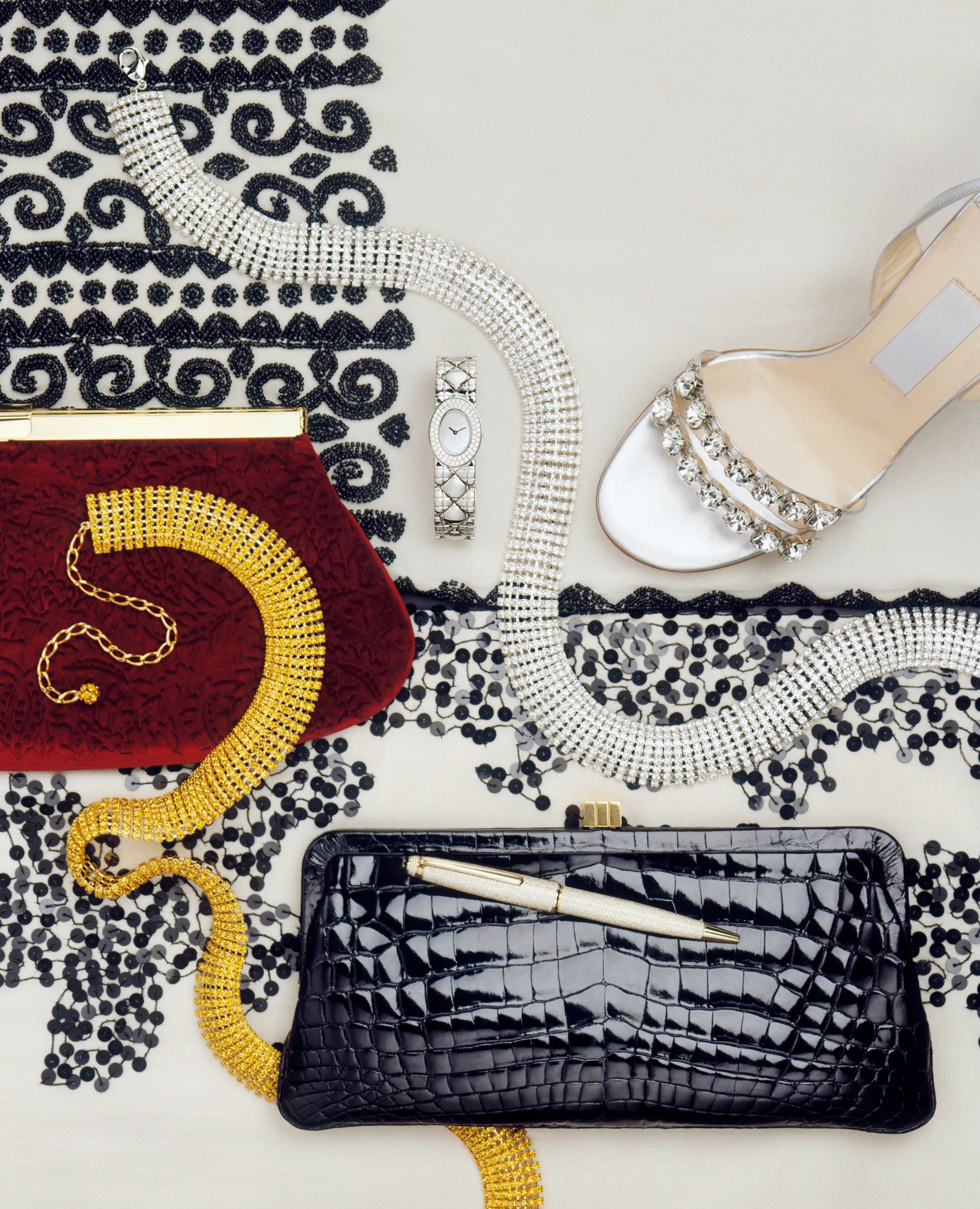 fashion accessories flatlay bold colors